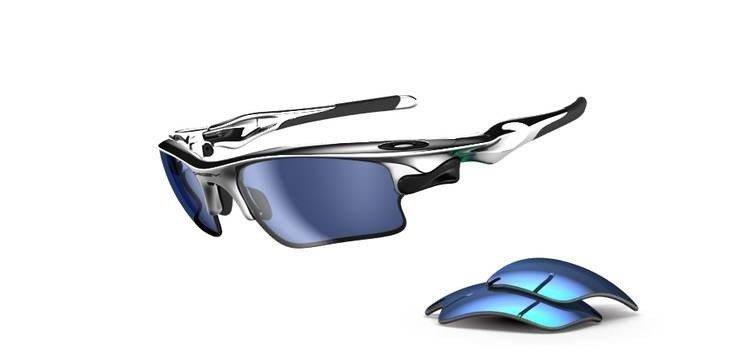 Oakley Sunglasses  FAST JACKET XL Chrome FMJ/Blue Iridium & Jade Iridium OO9156-02