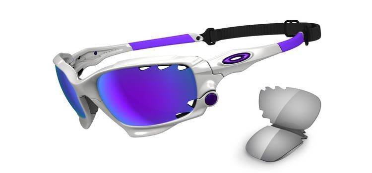 Oakley Sunglasses  RACING JACKET Polished White/Violet Iridium & Light Grey OO9171-07