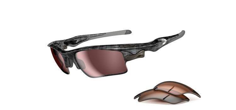 Oakley Sunglasses  FAST JACKET XL Black Plaid/G30 Polarized, VR50 OO9156-06