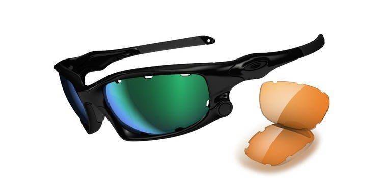 Oakley Sunglasses  SPLIT JACKET Polished Black/Jade Iridium & Persimmon OO9099-14