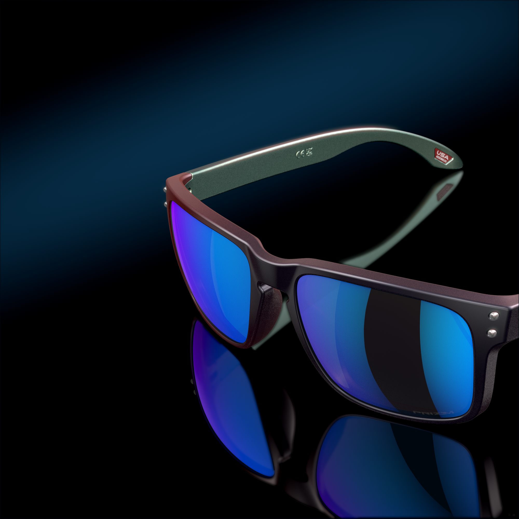 Oakley Sunglasses HOLBROOK Verve Collection Matte Black/Red Colorshift / Prizm Sapphire OO9102-W6