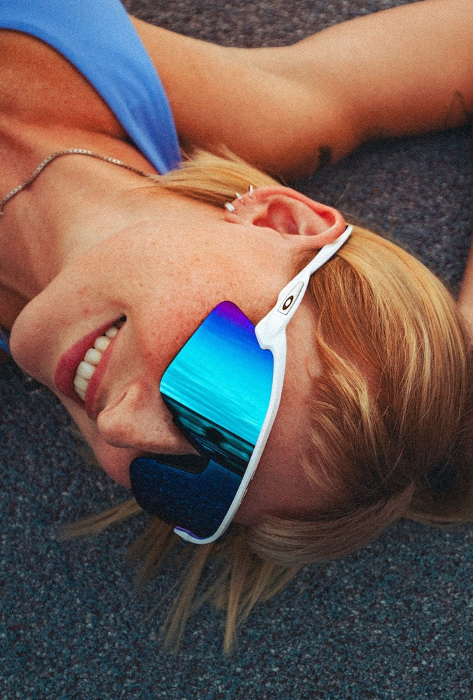 Oakley Okulary przeciwsłoneczne Stunt Devil Matte White / Prizm Sapphire OO9517-04