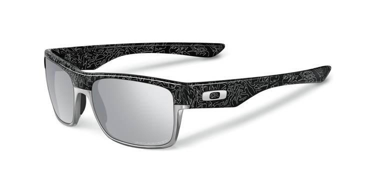 Oakley Sunglasses POLARIZED TWOFACE Polished Black/Silver Ghost Text/Chrome Iridium Polarized OO9189-14